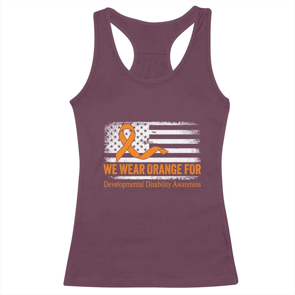 Developmental Disability Awareness Racerback Tank Top US American Flag We Wear Orange