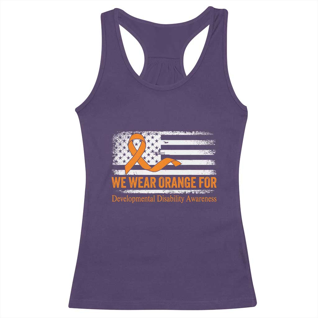 Developmental Disability Awareness Racerback Tank Top US American Flag We Wear Orange