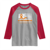 Developmental Disability Awareness Raglan Shirt US American Flag We Wear Orange