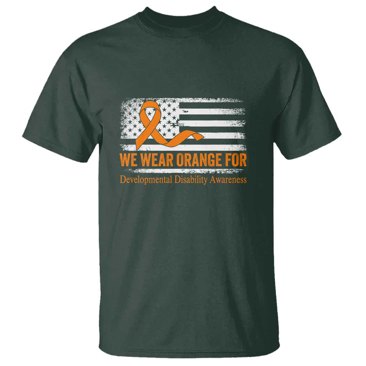 Developmental Disability Awareness T Shirt US American Flag We Wear Orange