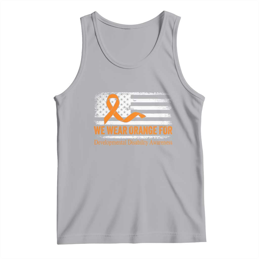Developmental Disability Awareness Tank Top US American Flag We Wear Orange