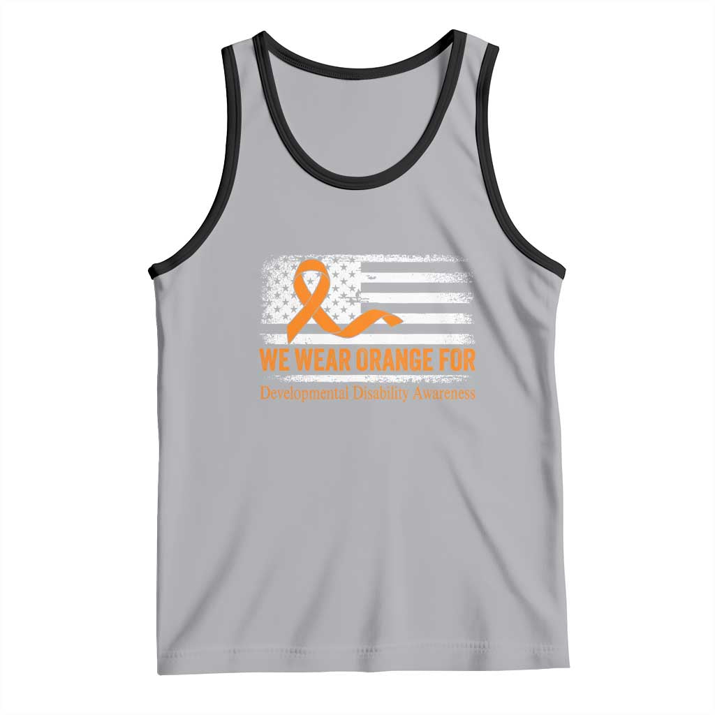 Developmental Disability Awareness Tank Top US American Flag We Wear Orange