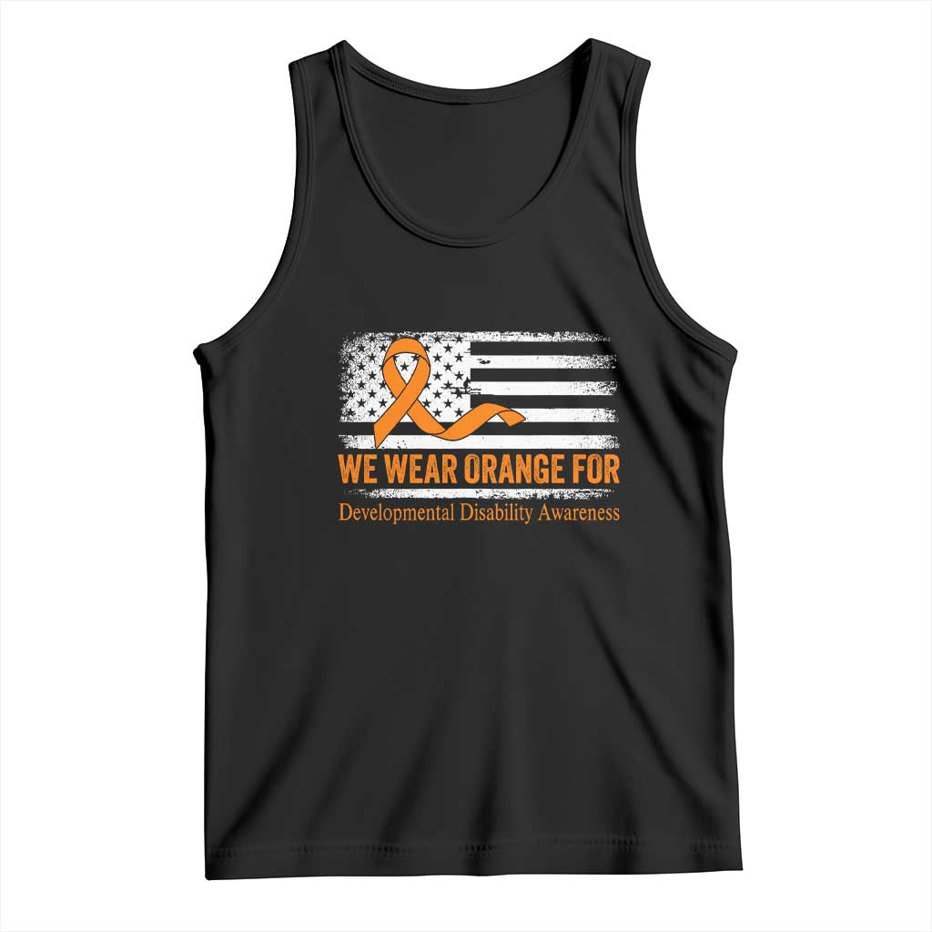 Developmental Disability Awareness Tank Top US American Flag We Wear Orange