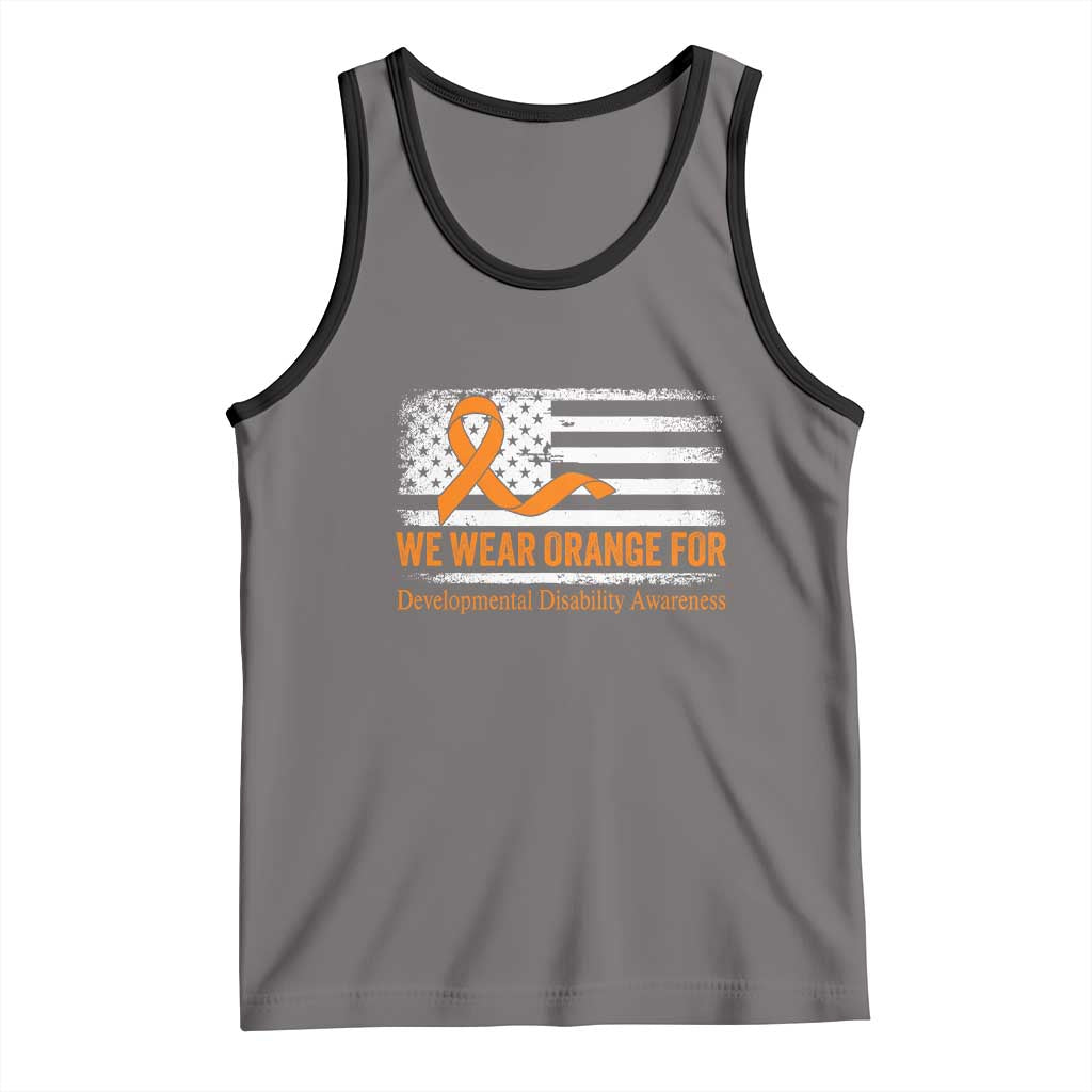 Developmental Disability Awareness Tank Top US American Flag We Wear Orange