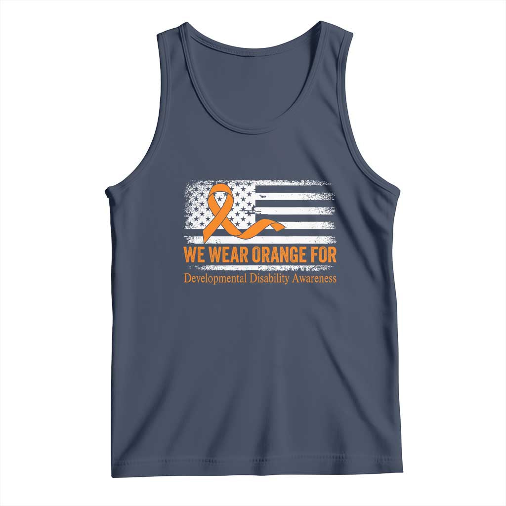 Developmental Disability Awareness Tank Top US American Flag We Wear Orange