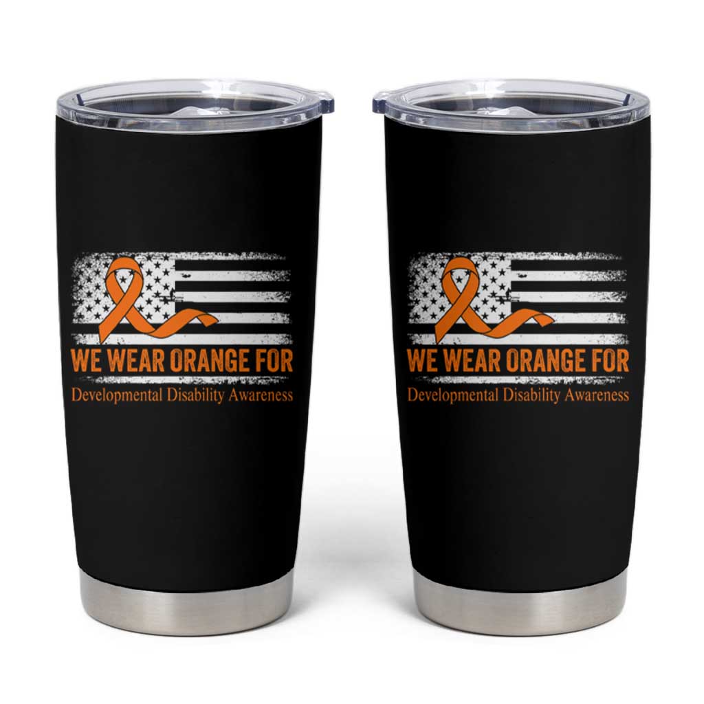 Developmental Disability Awareness Tumbler Cup US American Flag We Wear Orange