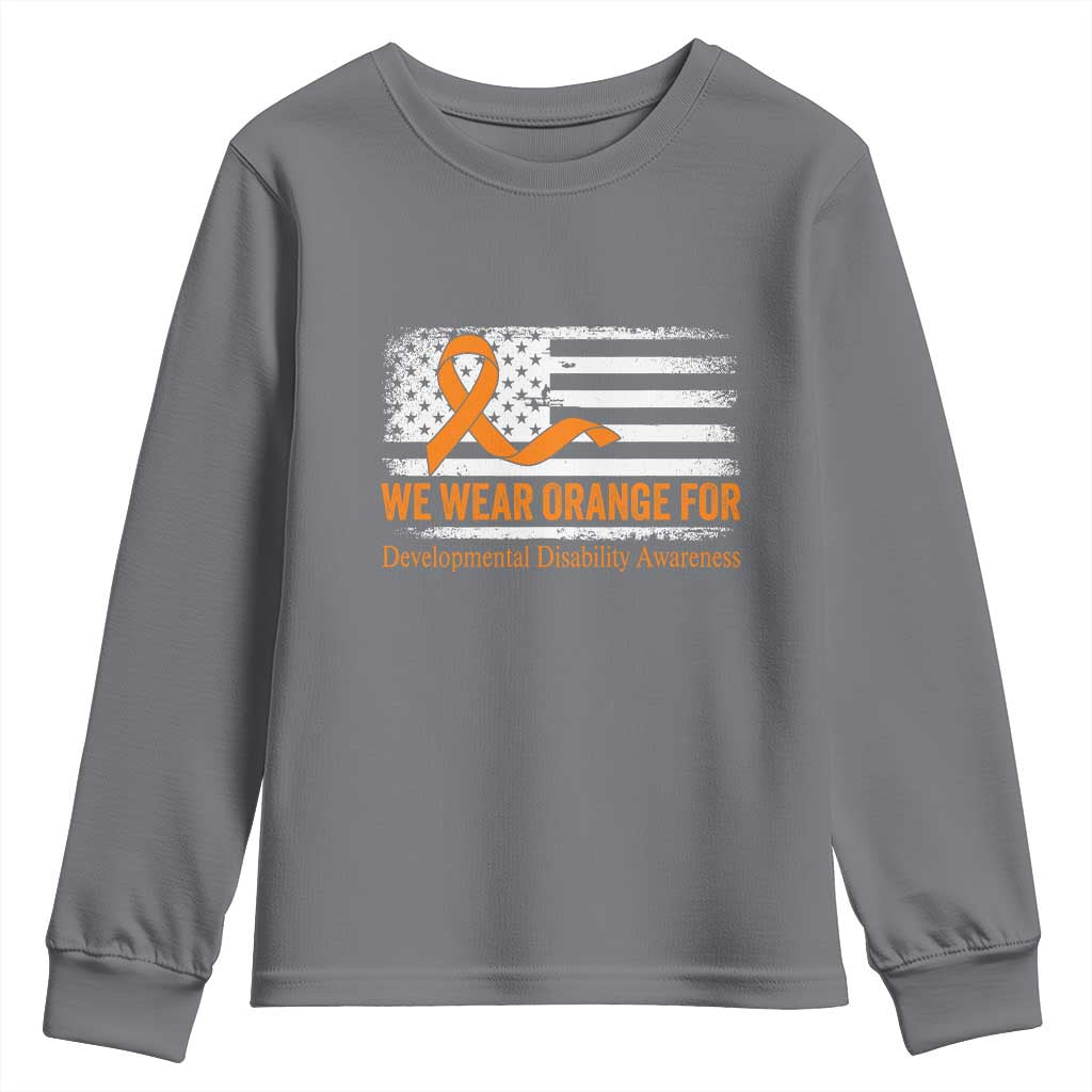 Developmental Disability Awareness Youth Sweatshirt US American Flag We Wear Orange