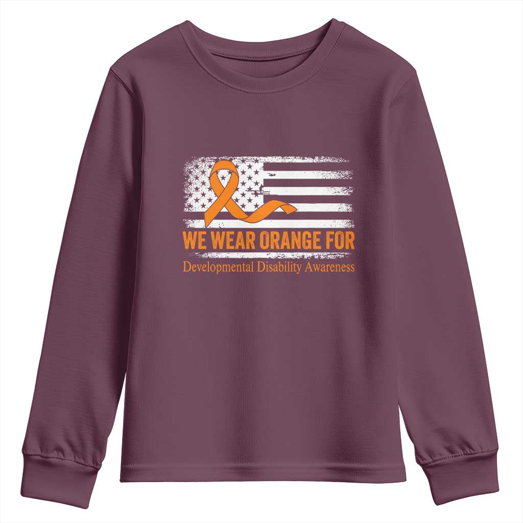 Developmental Disability Awareness Youth Sweatshirt US American Flag We Wear Orange