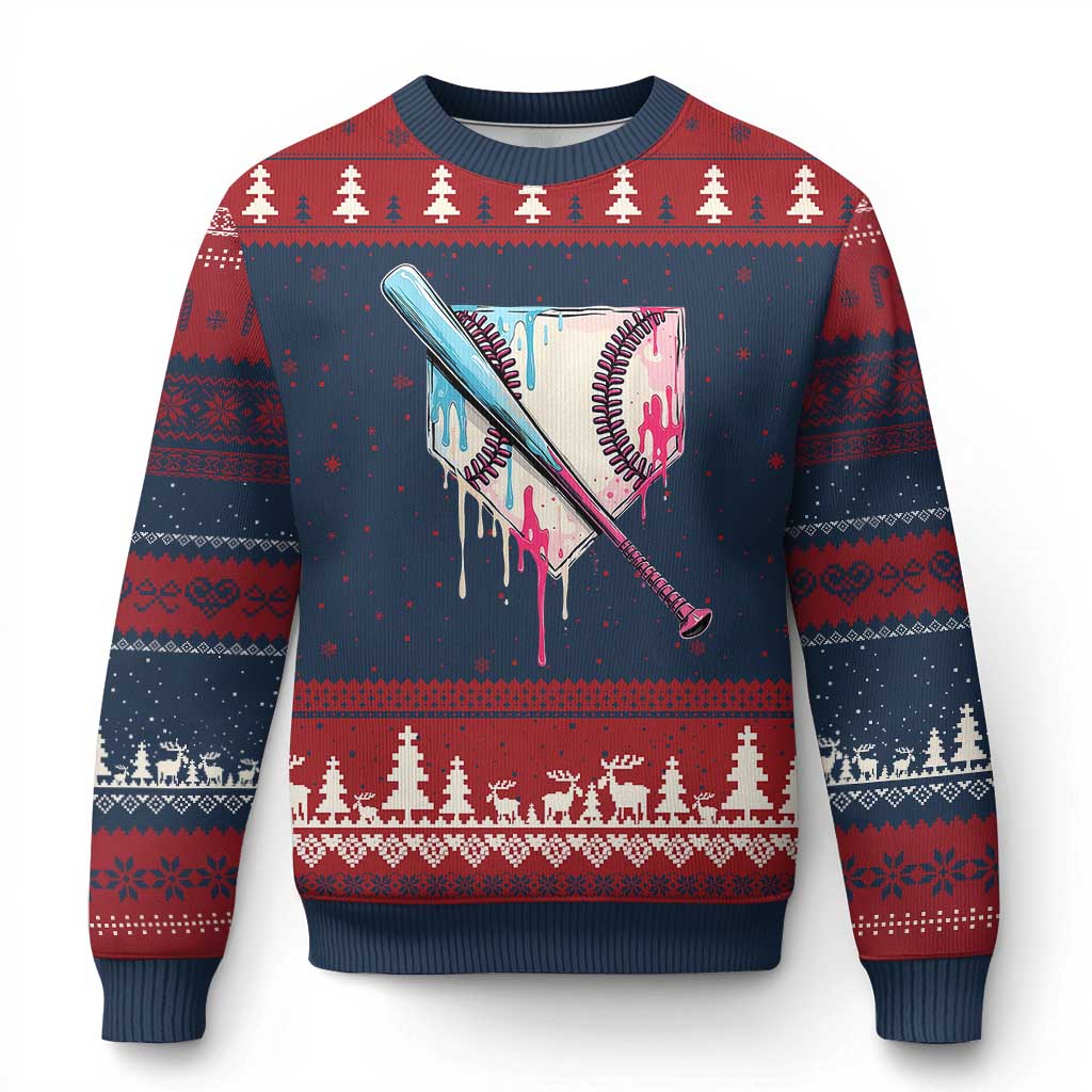 Baseball Home Plate Drip With Sprinkles Ugly Christmas Sweater - Wonder Print Shop