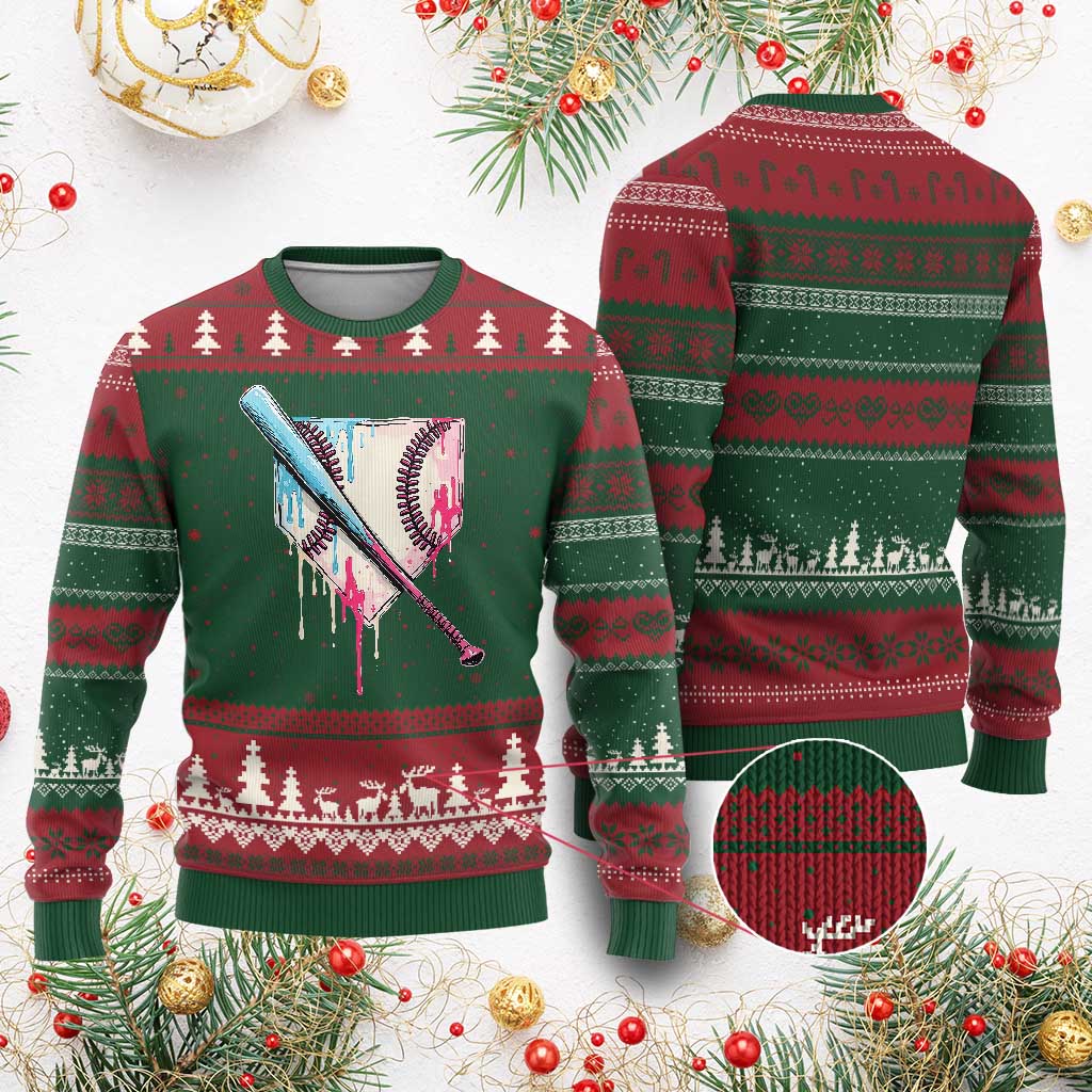 Baseball Home Plate Drip With Sprinkles Ugly Christmas Sweater - Wonder Print Shop