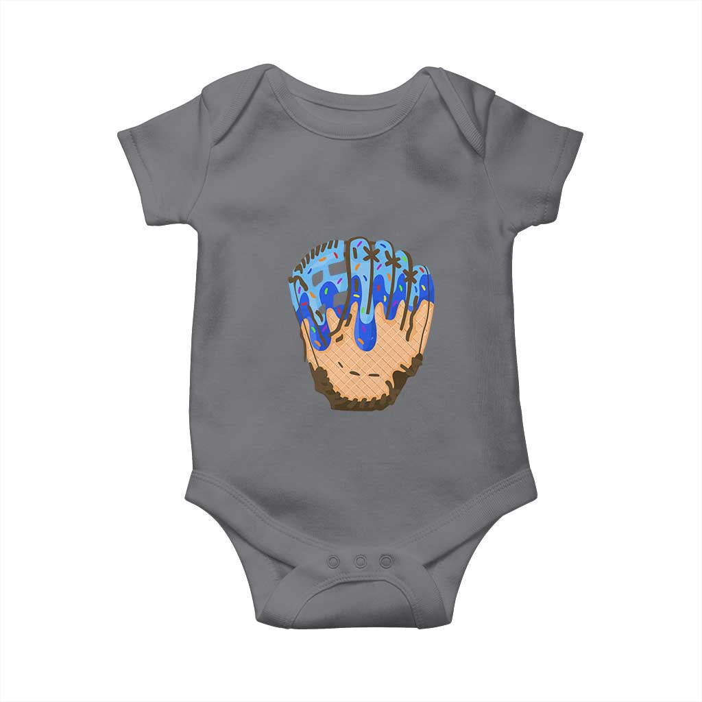 Blue Ice Cream Cone Baseball Glove Drip Baby Onesie