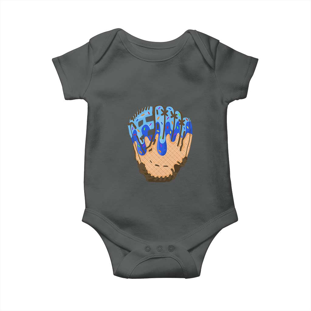 Blue Ice Cream Cone Baseball Glove Drip Baby Onesie