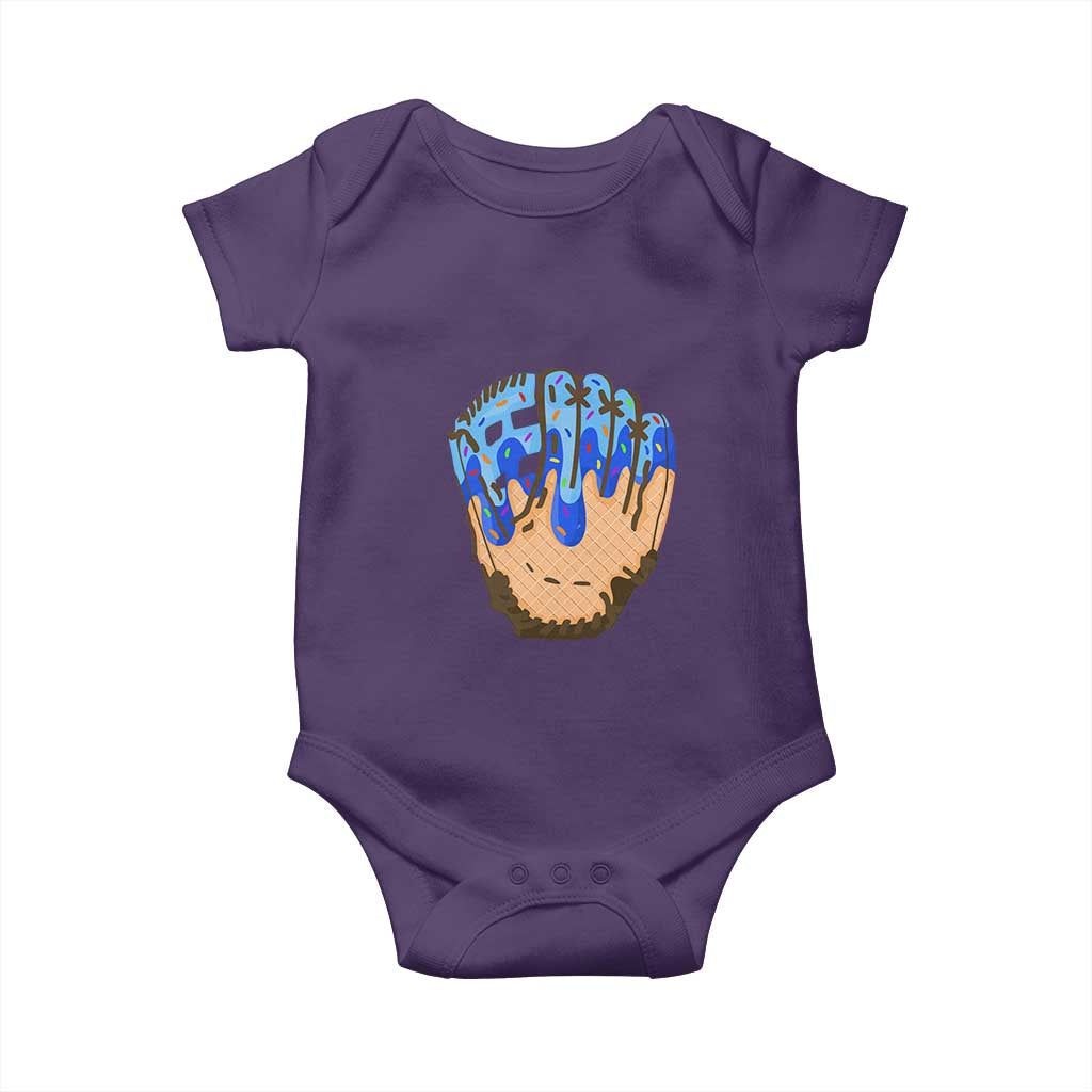 Blue Ice Cream Cone Baseball Glove Drip Baby Onesie