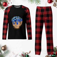 Blue Ice Cream Cone Baseball Glove Drip Plaid Pajama Set - Wonder Print Shop