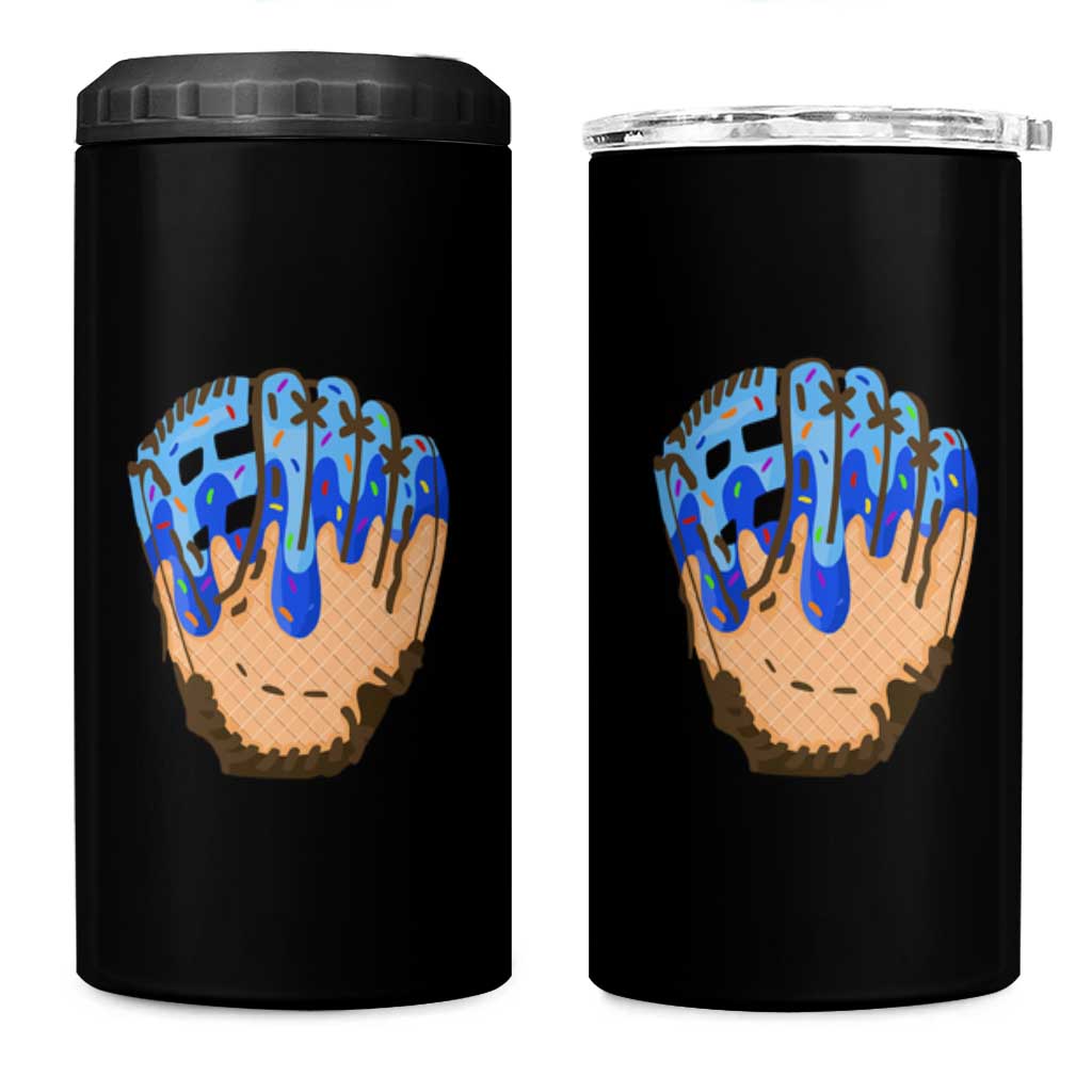 Blue Ice Cream Cone Baseball Glove Drip 4 in 1 Can Cooler Tumbler