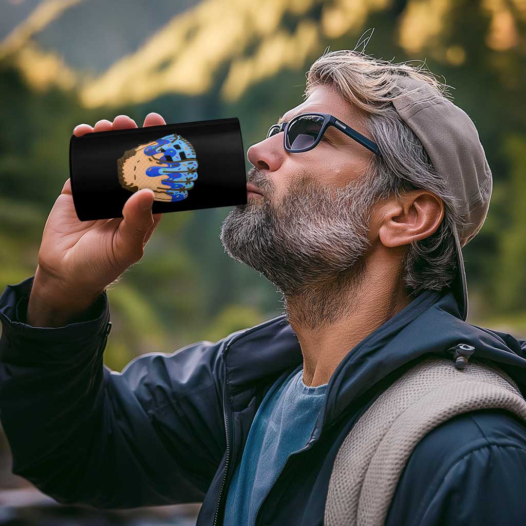 Blue Ice Cream Cone Baseball Glove Drip 4 in 1 Can Cooler Tumbler