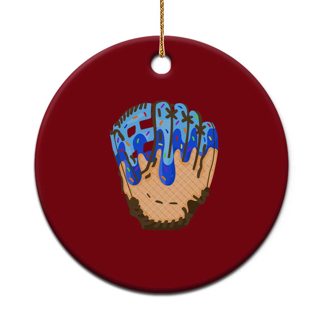 Blue Ice Cream Cone Baseball Glove Drip Ceramic Ornament - Wonder Print Shop