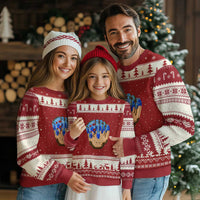 Blue Ice Cream Cone Baseball Glove Drip Ugly Christmas Sweater - Wonder Print Shop