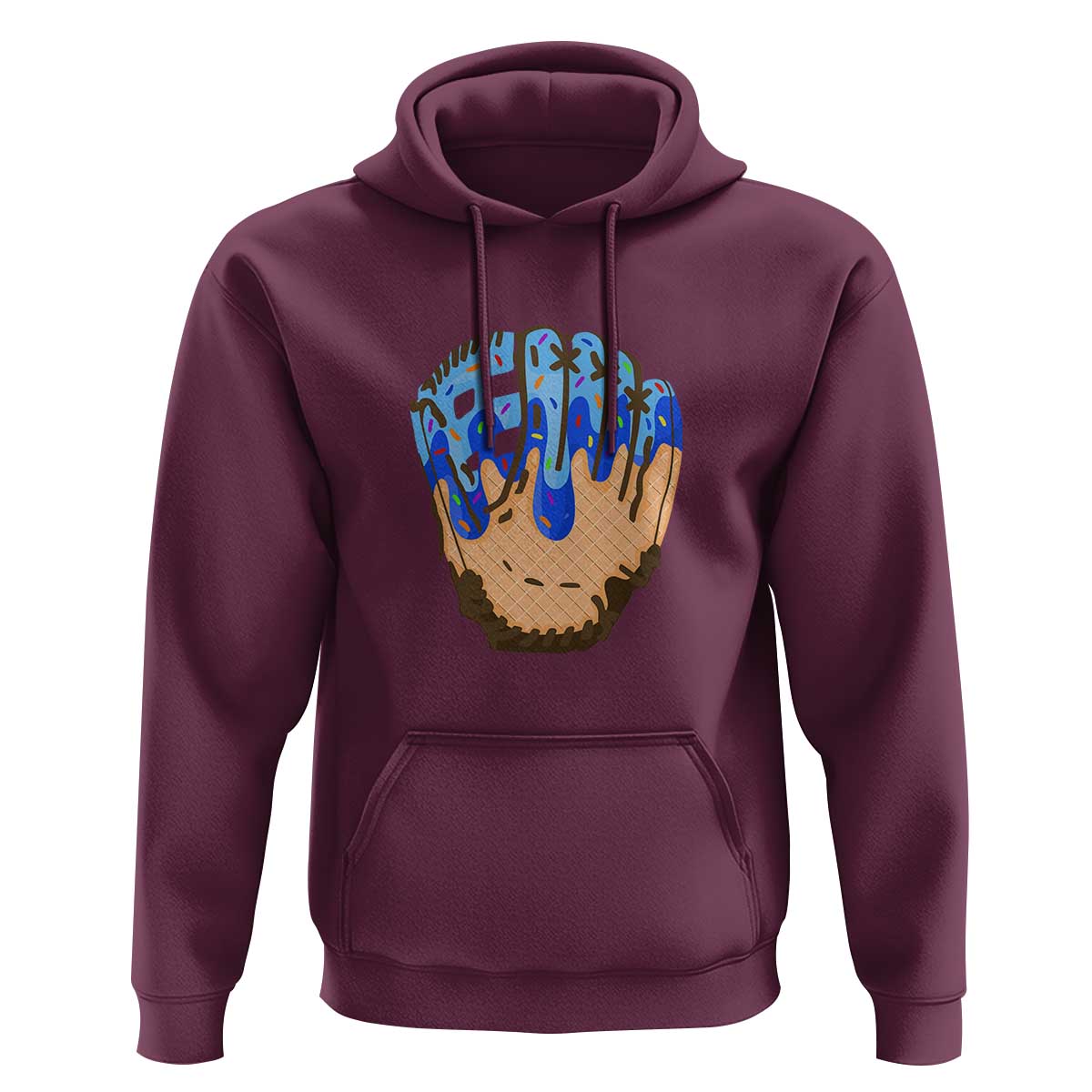 Blue Ice Cream Cone Baseball Glove Drip Hoodie