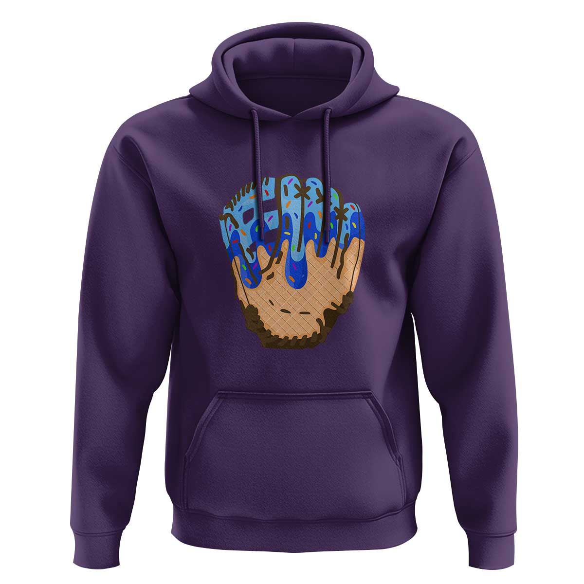 Blue Ice Cream Cone Baseball Glove Drip Hoodie