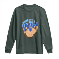 Blue Ice Cream Cone Baseball Glove Drip Long Sleeve Shirt