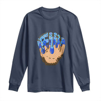 Blue Ice Cream Cone Baseball Glove Drip Long Sleeve Shirt