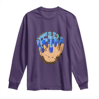 Blue Ice Cream Cone Baseball Glove Drip Long Sleeve Shirt