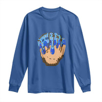 Blue Ice Cream Cone Baseball Glove Drip Long Sleeve Shirt