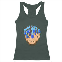 Blue Ice Cream Cone Baseball Glove Drip Racerback Tank Top