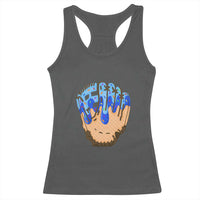 Blue Ice Cream Cone Baseball Glove Drip Racerback Tank Top