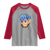 Blue Ice Cream Cone Baseball Glove Drip Raglan Shirt