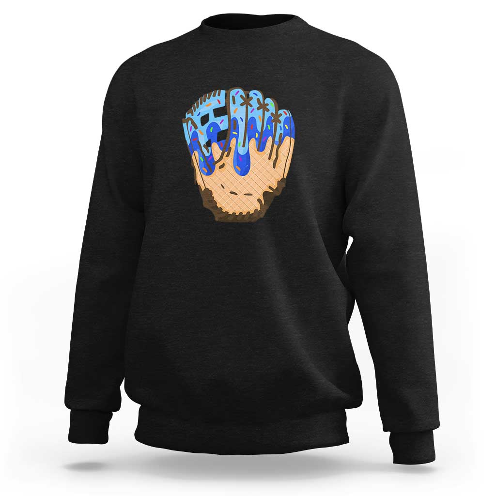 Blue Ice Cream Cone Baseball Glove Drip Sweatshirt