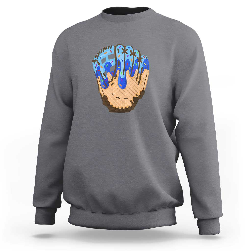 Blue Ice Cream Cone Baseball Glove Drip Sweatshirt