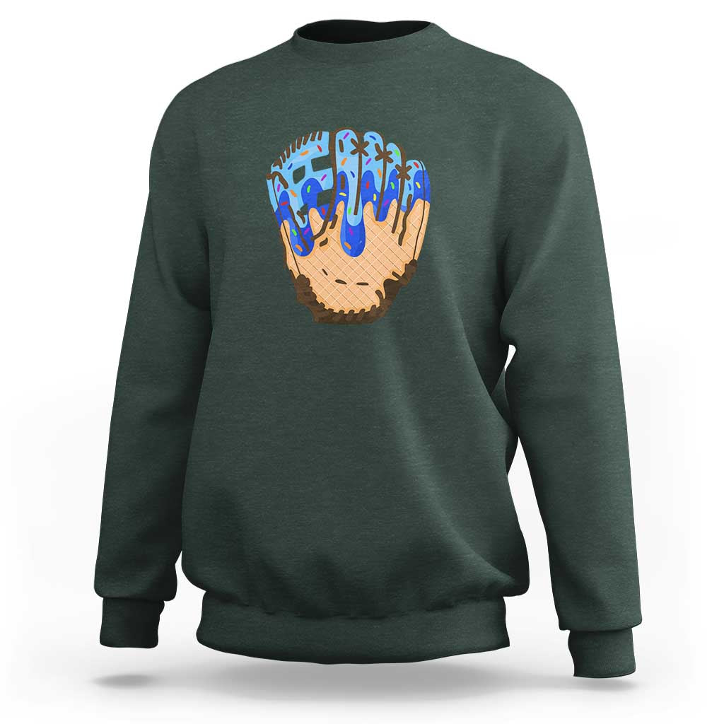 Blue Ice Cream Cone Baseball Glove Drip Sweatshirt