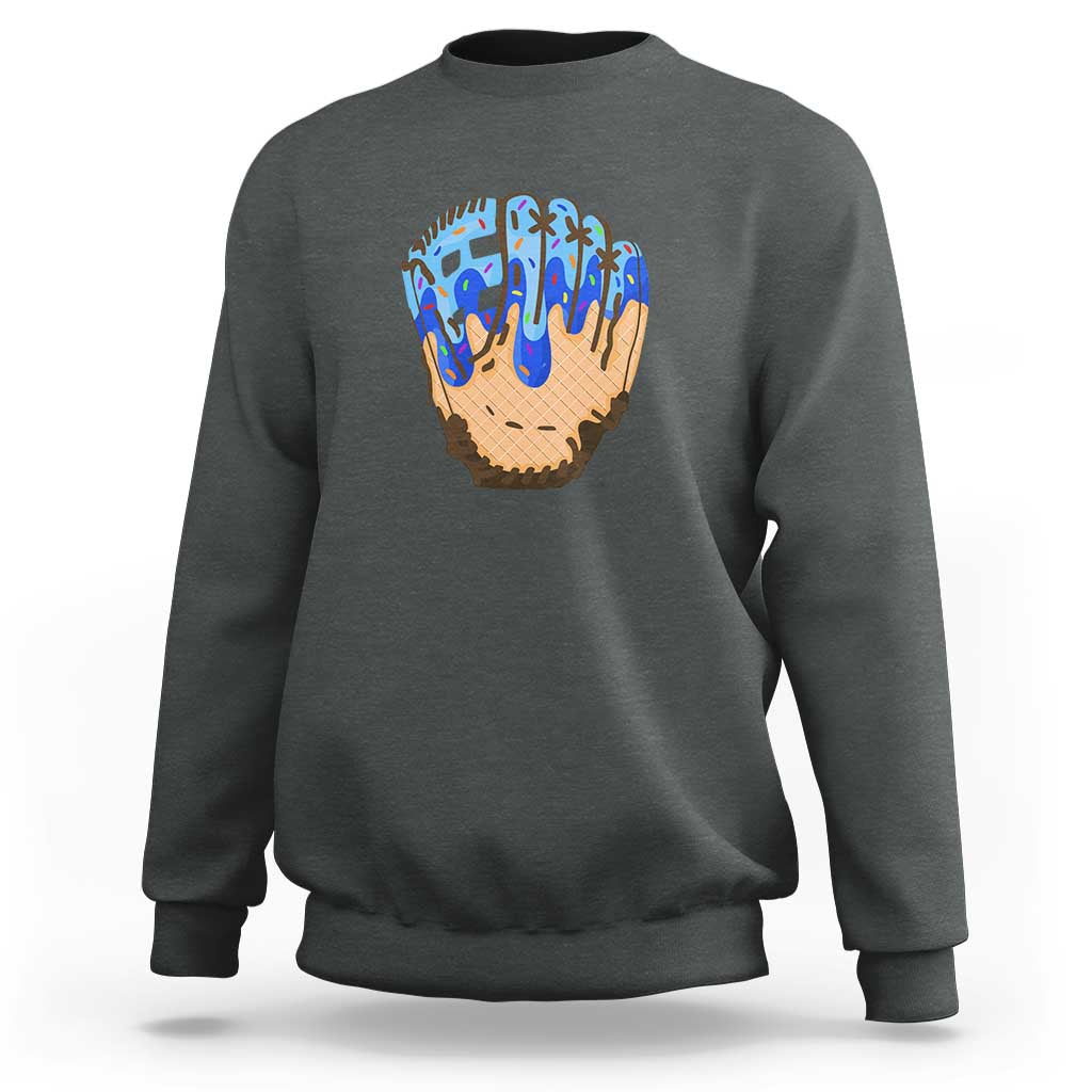 Blue Ice Cream Cone Baseball Glove Drip Sweatshirt