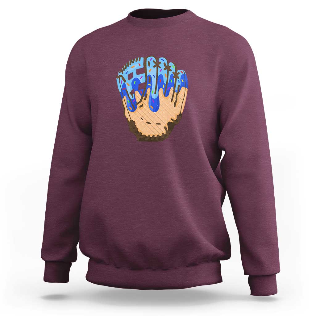 Blue Ice Cream Cone Baseball Glove Drip Sweatshirt