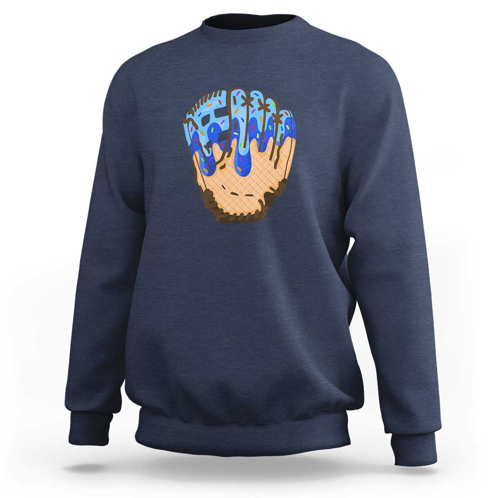 Blue Ice Cream Cone Baseball Glove Drip Sweatshirt