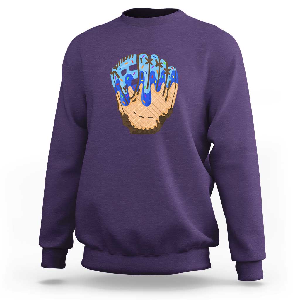 Blue Ice Cream Cone Baseball Glove Drip Sweatshirt