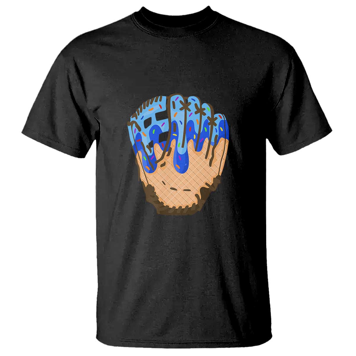Blue Ice Cream Cone Baseball Glove Drip T Shirt