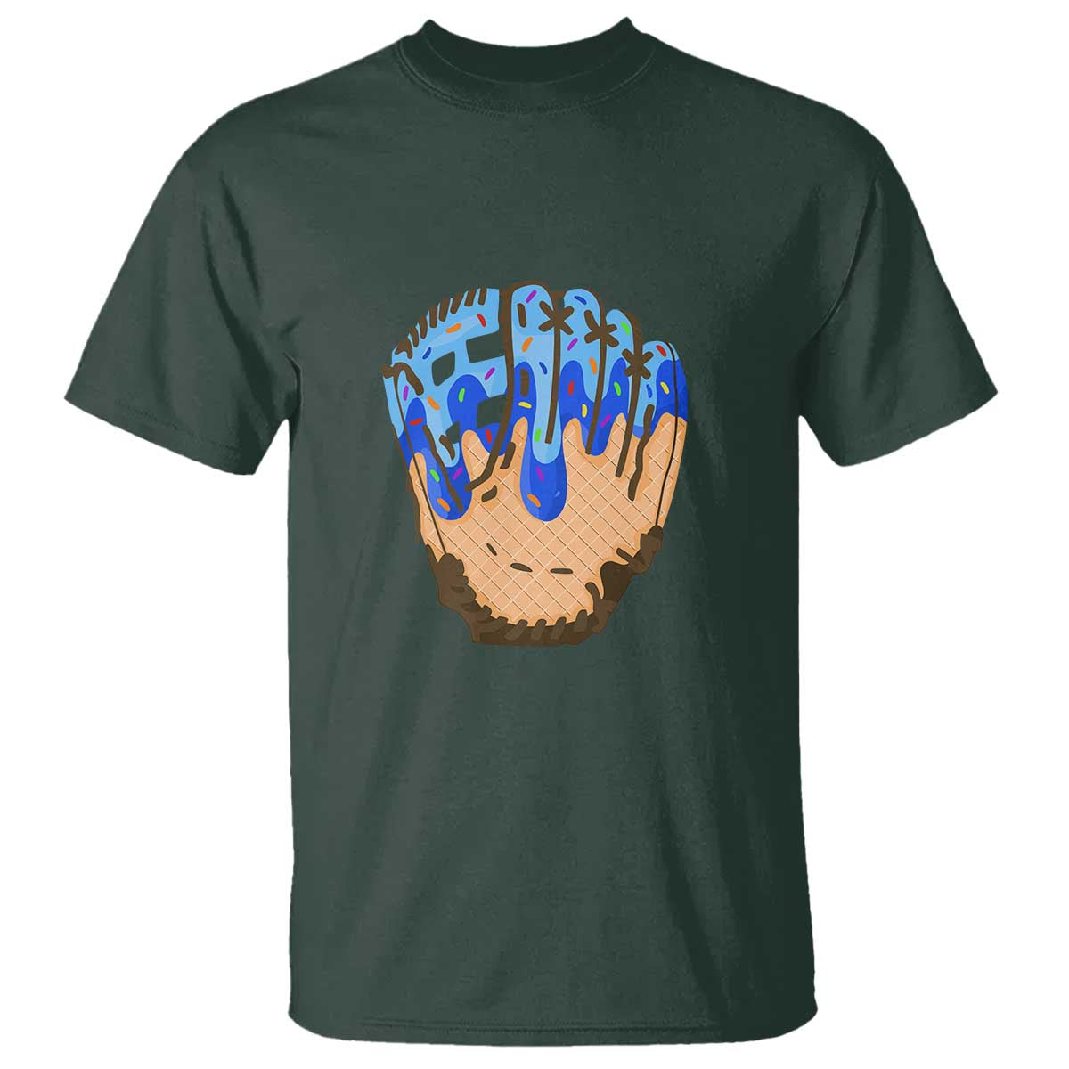 Blue Ice Cream Cone Baseball Glove Drip T Shirt