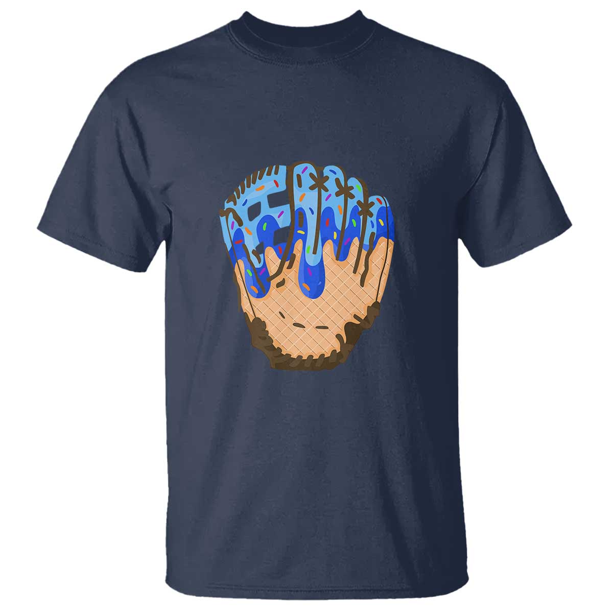 Blue Ice Cream Cone Baseball Glove Drip T Shirt