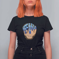 Blue Ice Cream Cone Baseball Glove Drip T Shirt For Women