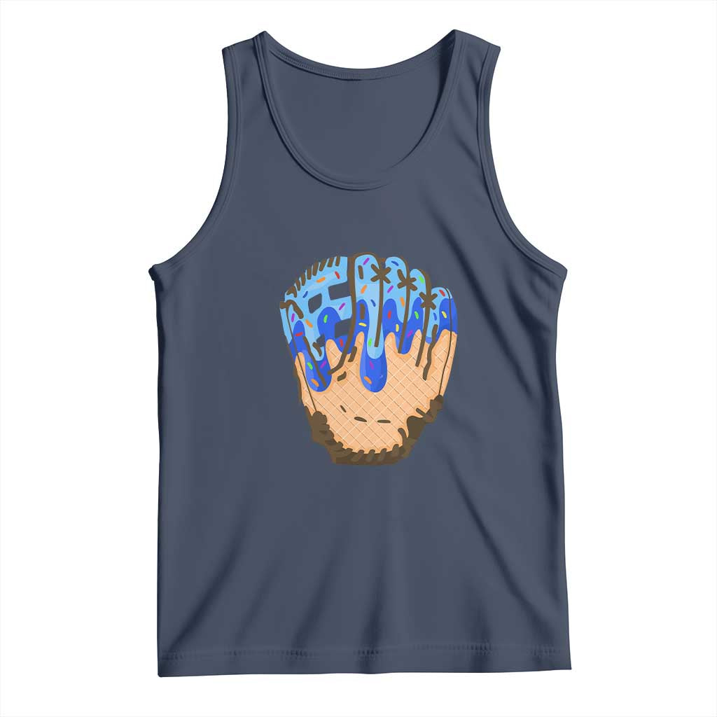 Blue Ice Cream Cone Baseball Glove Drip Tank Top