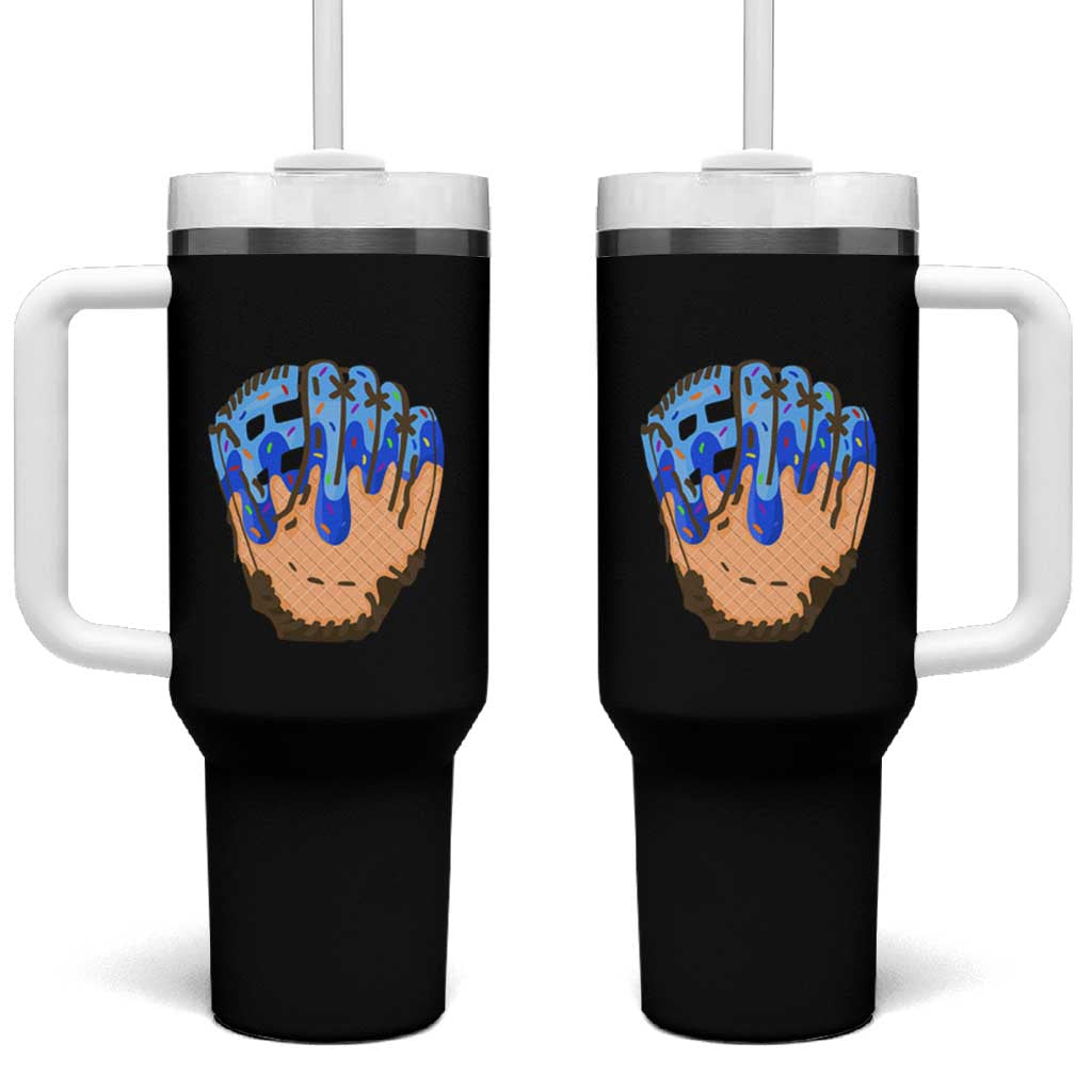 Blue Ice Cream Cone Baseball Glove Drip Tumbler With Handle