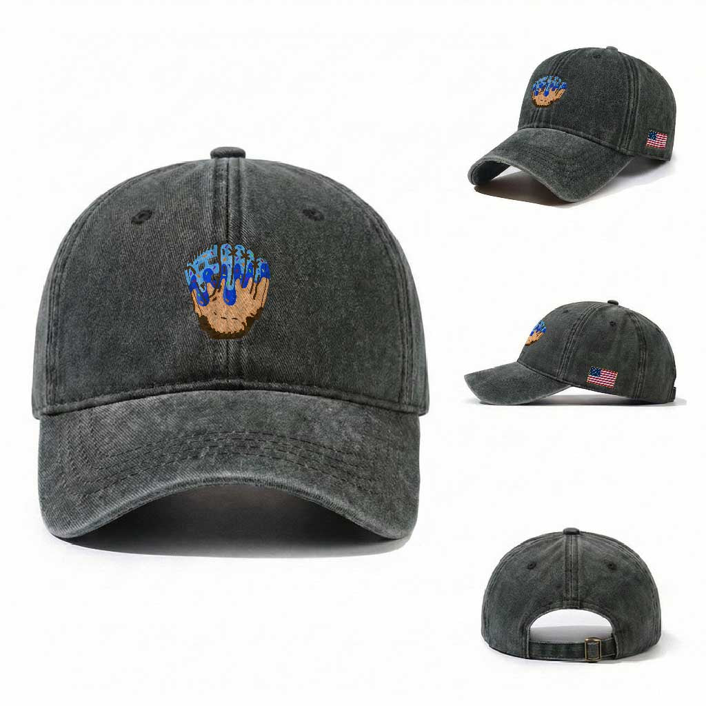 Blue Ice Cream Cone Baseball Glove Drip Washed Cotton Baseball Cap
