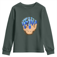 Blue Ice Cream Cone Baseball Glove Drip Youth Sweatshirt