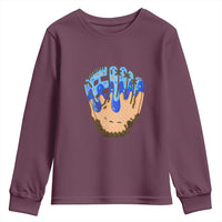 Blue Ice Cream Cone Baseball Glove Drip Youth Sweatshirt