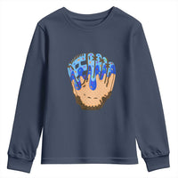 Blue Ice Cream Cone Baseball Glove Drip Youth Sweatshirt