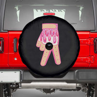Pink Ice Cream Baseball Glove Sprinkles Drip Spare Tire Cover Funny V Sign