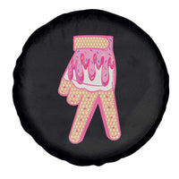 Pink Ice Cream Baseball Glove Sprinkles Drip Spare Tire Cover Funny V Sign